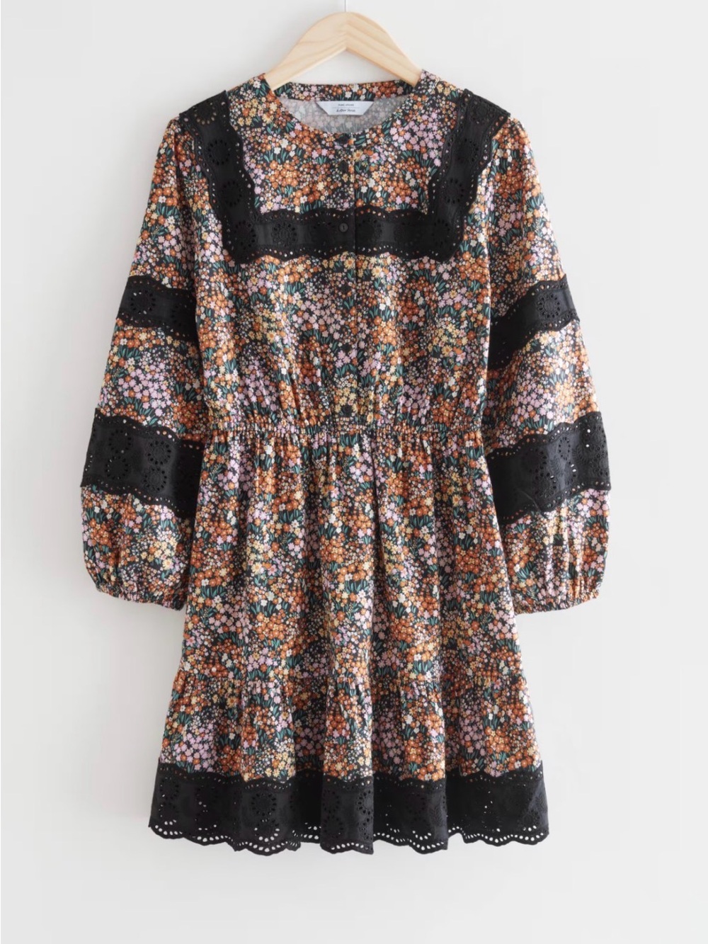 & Other Stories Paris Atelier Floral Eyelet Lace Mini Dress Size 6